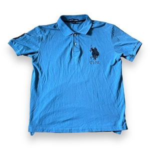 US Polo Assn Ralph Lauren‎ Blue Short Sleeve Shirt Men Sz Large Big Pony Logo #3